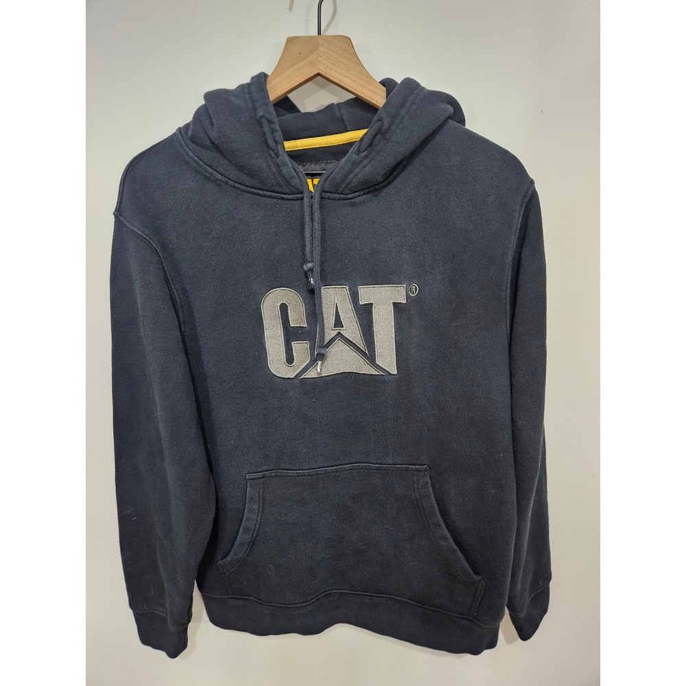CAT Caterpillar Mens Black Embroidered Logo Pullover Hoodie Sweatshirt Large